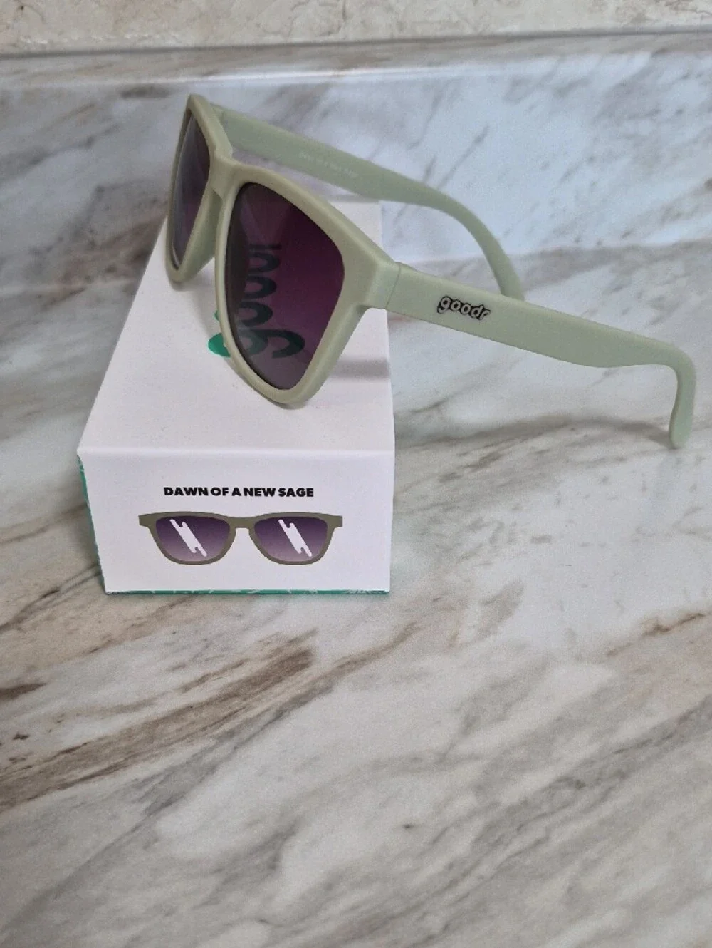 Goodr Men's Matte Light Green Sunglasses with Purple Lenses